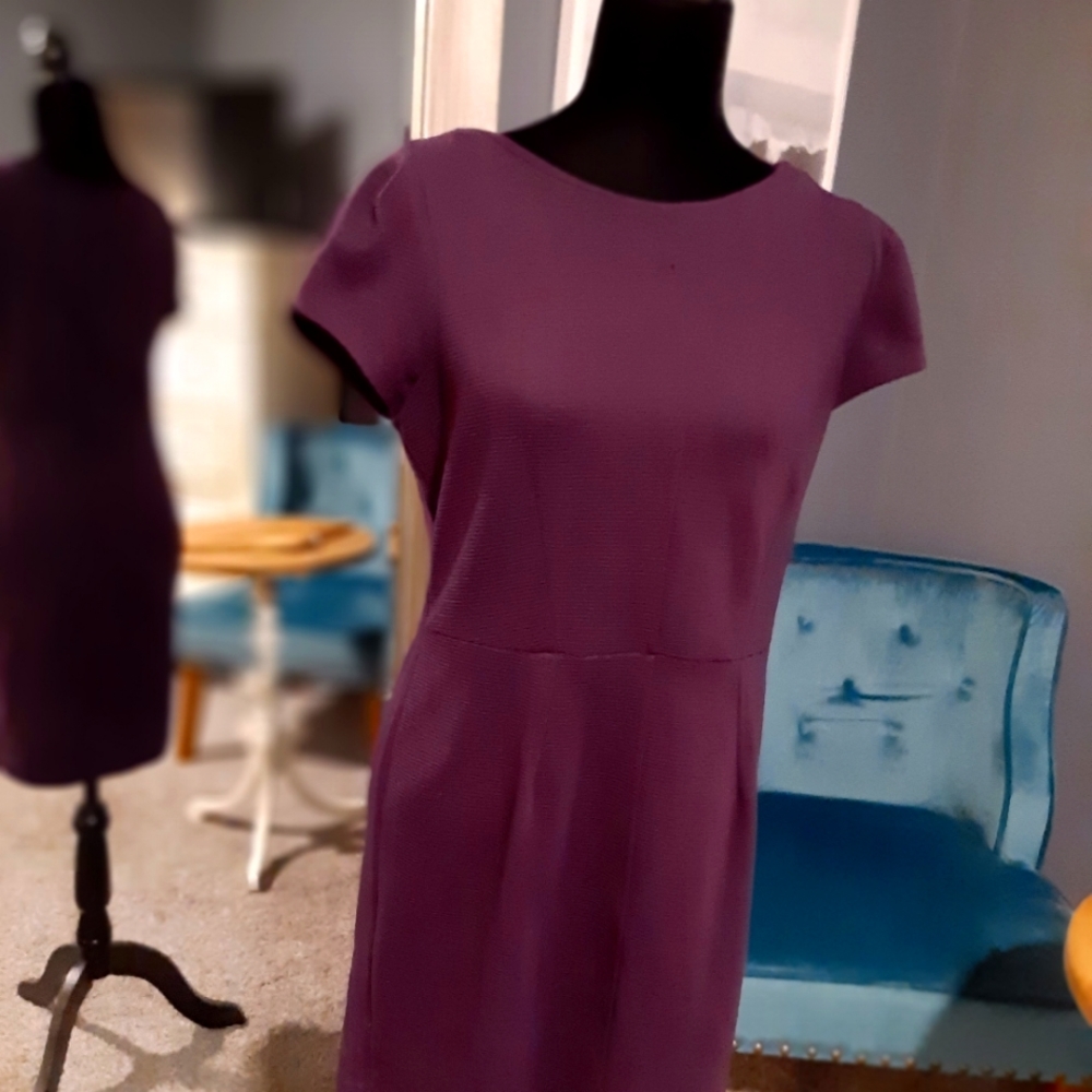 Elle Plum Purple Short-Sleeve Sheath Dress